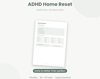 ADHD向け掃除チェックリスト（印刷可能）｜10分でできる家のリセット＆部屋ごとのルーティン｜神経発達障害のある方にも配慮｜PDF版を即時ダウンロード