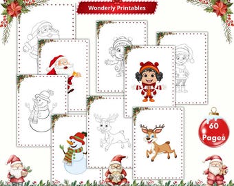 Christmas Coloring Book for Kids, Printable Holiday Activity Pages PDF