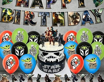 Decorazioni per la festa di compleanno M*ndalo*ian, articoli per la festa di compleanno G*o*u Baby Y*da S*ar W*rs, striscione, palloncini, decorazione per torta, festa di compleanno a tema per bambini