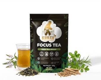 Focus Tea For Mental Clarity & Memory Boost Loose Leaf 100g Green Tea Brahmi Ashwagandha Vervain Rosemary St John's Wort Coriander Focus