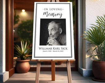 Personalized Funeral Poster: Contemporary Memorial Sign (24x36 In, Printed/Digital)