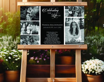 Personalized Celebration of Life Funeral Poster: Photo Collage Memorial Sign