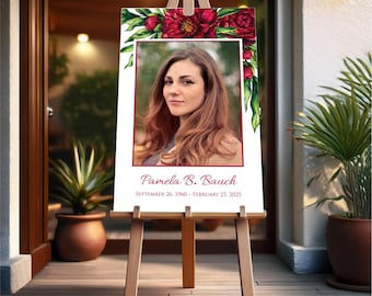 Personalized Funeral Poster: Rose Memorial Sign, Celebration of Life (24x36 In)