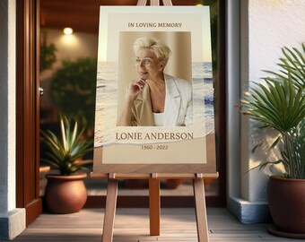 Personalized Funeral Poster: Sunset Memorial Sign, Celebration of Life (Printed/Digital)