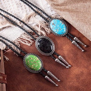 Wedding Bolo Tie, Bolo Ties, Southwestern Stone Bolo Tie, Leather Necktie Accessories, Handmade Western Gifts for Him, Anniversary Gift