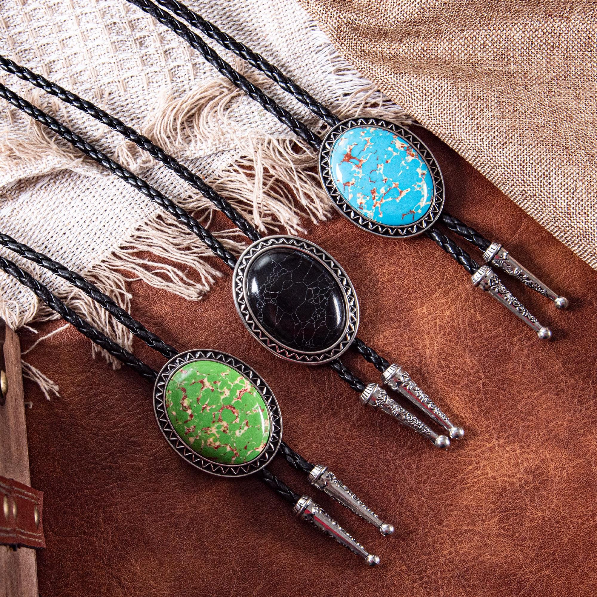 Wedding Bolo Tie, Bolo Ties, Southwestern Stone Bolo Tie, Leather Necktie Accessories, Handmade Western Gifts for Him, Anniversary Gift