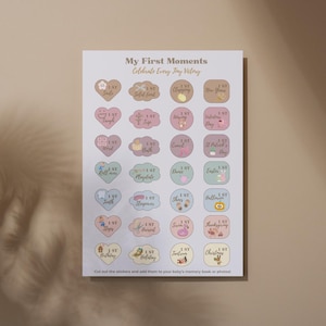 Baby’s First Milestones | Printable Baby Stickers | Sticker Sheet for Baby Planner | Newborn Scrapbook Stickers | Boho Baby Stickers Pdf