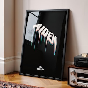 Poster personalizzato con nome Drip, tipografia fusa, arte murale digitale - Stampa con nome personalizzato modificabile - Decorazione fantastica per la stanza degli adolescenti da scaricare
