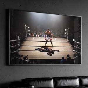 Stampa artistica da parete con la scritta "Muhammad Ali Boxing" / Poster orizzontale con citazione "Stay Wild" / Decorazione per palestra o ufficio / Tela, opaca o con cornice, regalo sportivo
