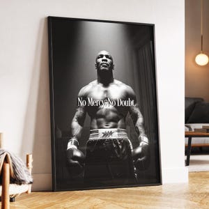 Stampa artistica da parete di Mike Tyson Boxing / Poster sportivo in bianco e nero / Tela motivazionale da combattimento per arredamento da palestra, ufficio o regalo