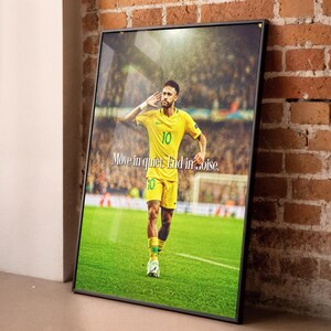 Stampa artistica motivazionale da parete di Neymar, poster ispiratore di calcio, decorazione sportiva, regalo per lui, palestra, camera da letto per adolescenti, opera d'arte