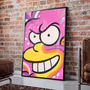 Homer Simpson Pop Art Wall Art Poster Stampa Incorniciata Tela o Carta Divertente Cartone Animato Festa del Papà Regalo di Compleanno per Lui Decorazione della Stanza