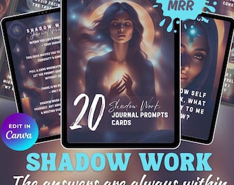 Anregungen für ein Schattenarbeit-Tagebuch | Affirmationskarten für tiefgreifende emotionale Heilung und spirituelles Wachstum | PLR- und MRR-Rechte | Bearbeitbare Canva-Vorlage