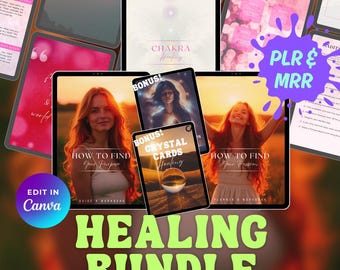 Healing Guide, workbook, planner, journal | Chakra Healing | Crystals | Shadow Work | PLR | MRR | Canva templates | Digital Download