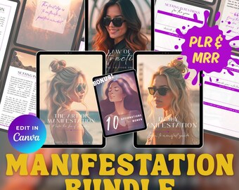 Manifestation Guide, Planner | Law of Attraction | Abundance | Money Mindset | Affirmations | PLR & MRR | Canva templates | Digital Download