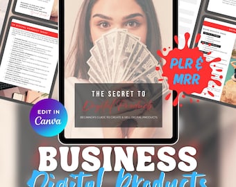 Digital Products eBook | Beginners' Guide | Passive Online Income | Digital Marketing | PLR & MRR | Editable Canva Template