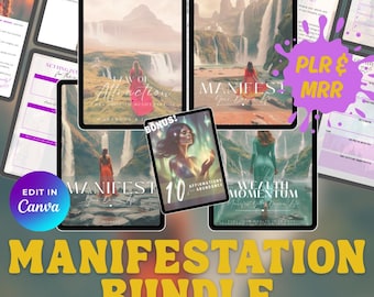 Manifestation Bundle workbook, guide, planner | Law of Attraction | PLR | MRR | Canva templates | Digital Download