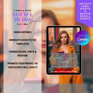 Social Media Secrets – Editable Canva Guide + PLR & MRR | Create Viral Content That Sells | 90 Hooks and CTAs for Creators