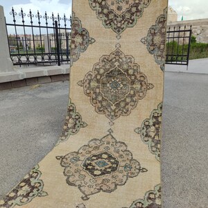 Runner 2.5 x 19 ft, Oushak Neutral Runner Rug, Extra Long Runner, Hallway / Staircase Wool Runner