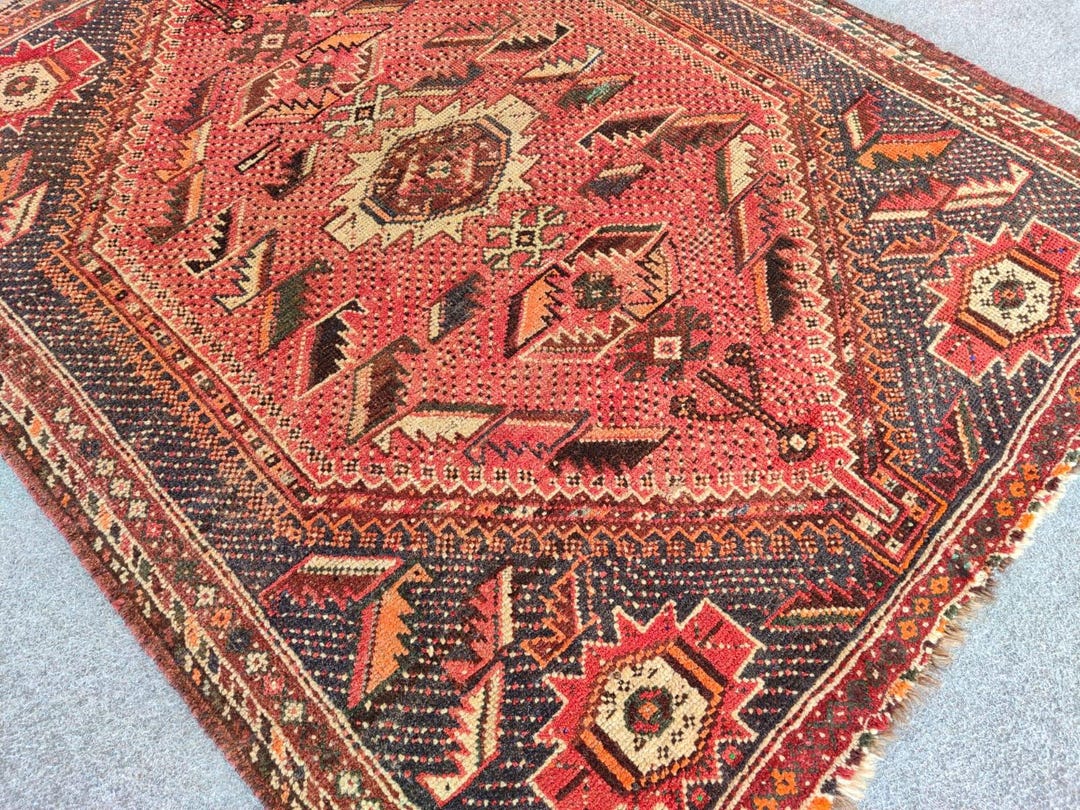 4x5 Persian Shiraz Wool Rug – 70 Year-old Oriental Carpet - Etsy