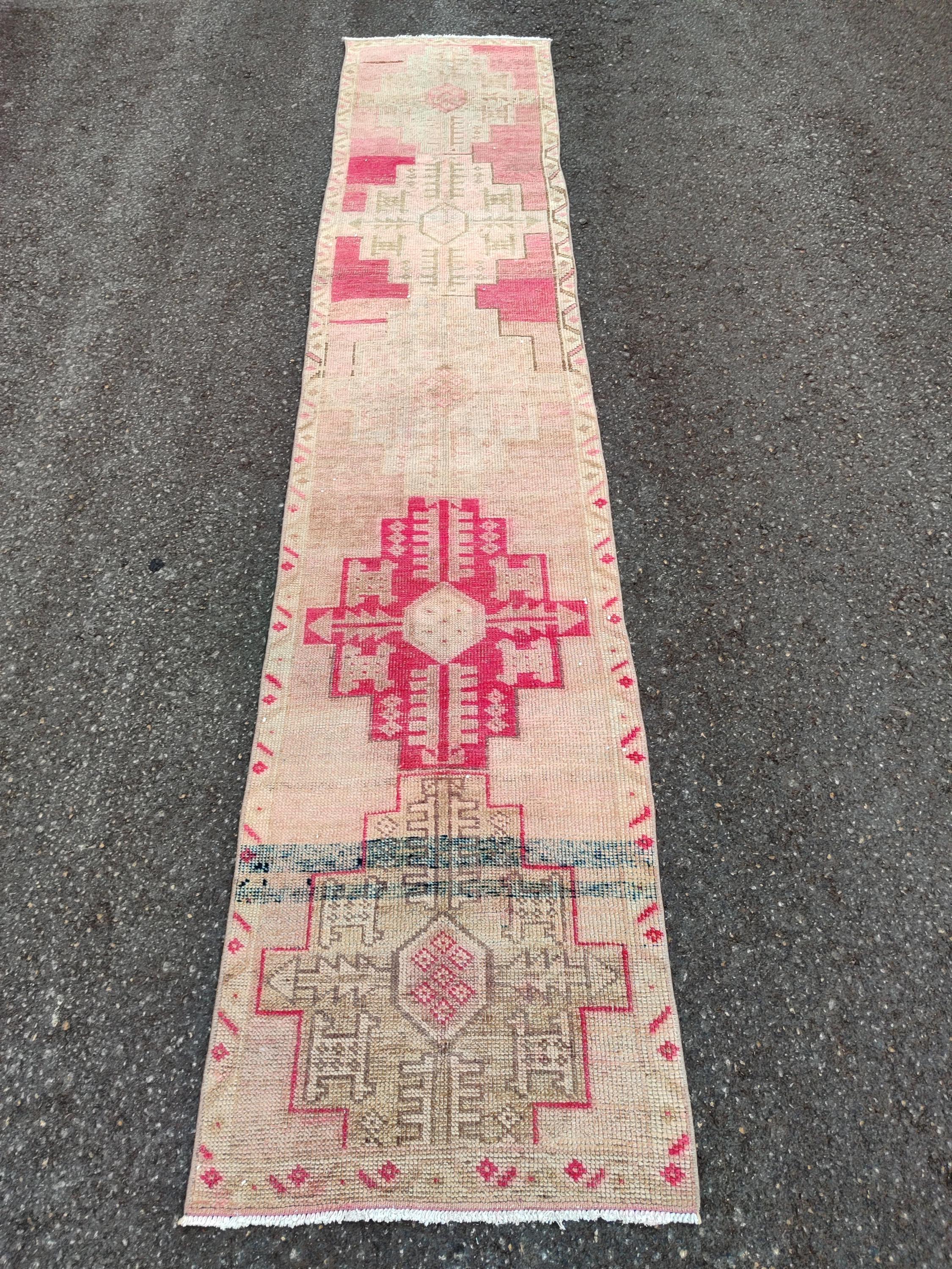 Kurdish Herki Runner Rug 2x13, Muted Vintage Hallway Rug - Etsy