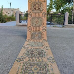 2x20 Extra Long Runner, Vintage Hallway Rug, Oushak Wool Runner, Neutral Turkish Runner 20ft