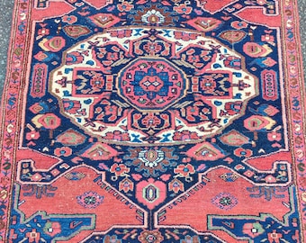 ペルシャ アンティーク ランナー ラグ ペルシャアンティークラグ 3x7、ネイビーランナーラグ、オリエンタル