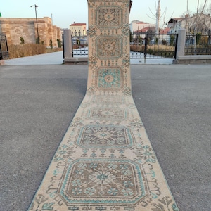 Runner 2.5 x 21 ft, Oushak Extra Long Runner, Antique Hallway Rug, 2x21 Turkish Muted Runner Wool
