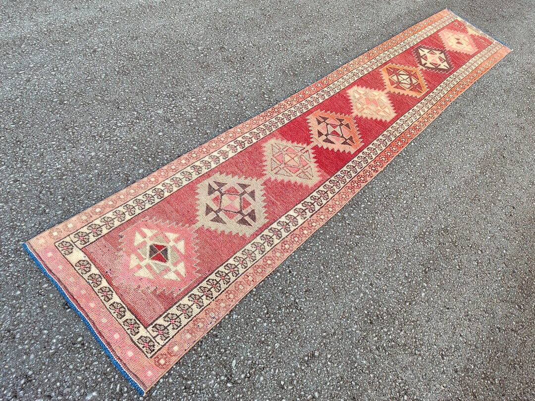 Kurdish Herki Wool Runner Rug, Antique Oriental Hallway Rug (2'10