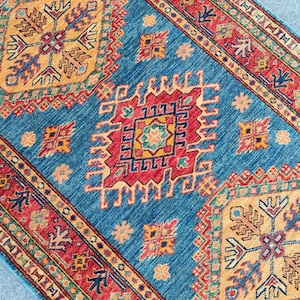 Rug 3x5, Turkish Rug, Vintage Rug, Boho Rug, Blue Rug, Oriental Rug 3x5, Home Decor, Persian Rug 3x5 Heriz, Kitchen Rug, Hand Knotted Rug