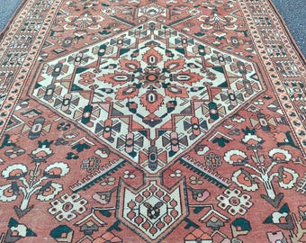 6x9 Vintage Rug, Handmade Ethnic Rug, Large Oriental 7x10 Area Carpet, Hand-Knotted Wool Tribal Rugs