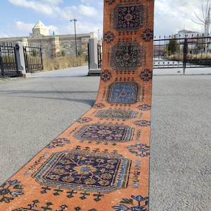 Runner 2.6 x 21 ft, Oushak Extra Long Runner, Antique Hallway Rug, 2x21 Turkish Runner Wool, 3x21 Handwoven Vintage Large Runner