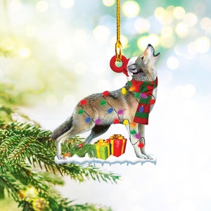 Wolf Christmas Ornament, Wild Wolf Christmas Ornament, Wildlife Wolf Ornament Decor, Funny Wolf Hanging Ornament, Wolf Lovers Gift T1507-35