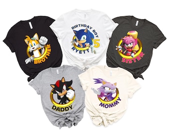 Custom Sonic Birthday Shirt, Sonic Birthday T-shirt, Sonic Hedgehog Birthday Boy Shirt, Sonic Family Birthday Shirt
