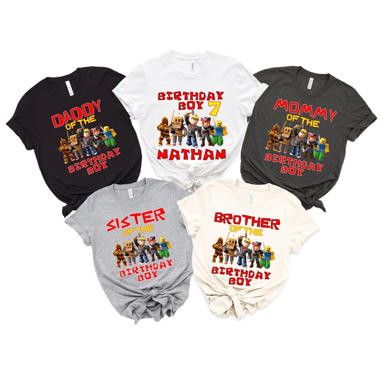 Custom Roblox Shirt, Personalized Roblox Birthday Shirt, Video Game Matching Birthday Tee, Roblox Family Birthday Shirt