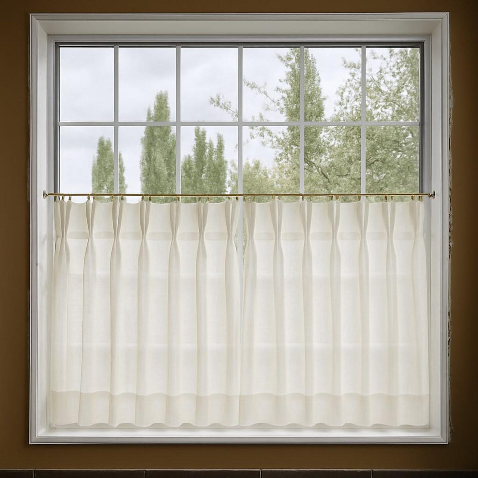 Linen Sheer Cafe Curtains Farmhouse & Country Kitchen Window Treatment