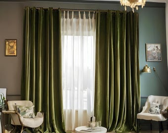Velvet Curtain Panels for living room, Bedroom, 17 Colors, Grommet, Rod pocket, Hook/Ring, Track Options , Custom Size Velvet Drapery