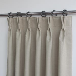 Extra Wide Double Pinch Pleated Faux Linen Curtains, 28 Colors, Custom Size Drapery panels for living room, for bedroom, for rod and track