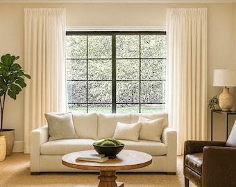 Extra Wide Heavy Linen Curtains for living room bedroom, Wide Linen Custom Size Drapery panels, Grommet, Rod pocket, Back Tab Hanging Option
