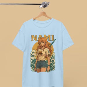 Orange Haare Manga T-Shirt, Anime Piraten Mädchen Shirt, Vintage Ozean Ästhetik T-Shirt, Cooles Sommer Anime Grafik T-Shirt