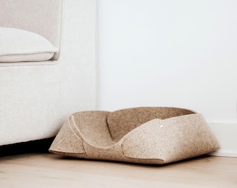 Cama de feltro de lã para gatos – Cesta minimalista para animais de estimação, decoração natural para casa, design moderno - 3 tamanhos