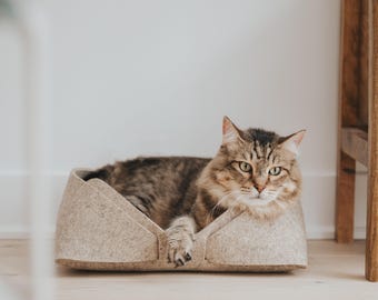 Cama de feltro de lã para animais de estimação - Para gatos e cães de pequeno porte - Moderna e minimalista