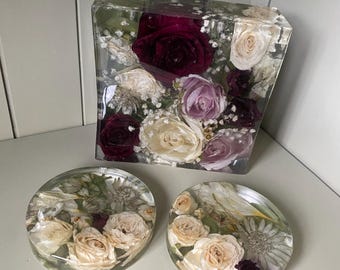 Resin Flower Preservation Block: Wedding & Funeral Keepsake (Booking Deposit)