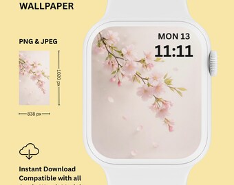 Sakura Blossom Apple Watch Wallpaper – Soft Pink Spiritual | Minimal Feminine Watch Face | Digital Download