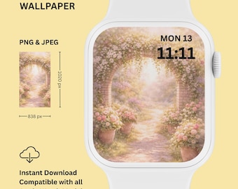 Pastel Floral Arch Apple Watch Wallpaper – Dreamy Garden Watch Face (Instant Download)