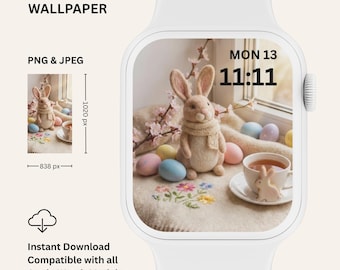Easter Apple Watch Wallpaper Bundle | Cozy Pastel Bunny & Egg  | Instant Digital Download