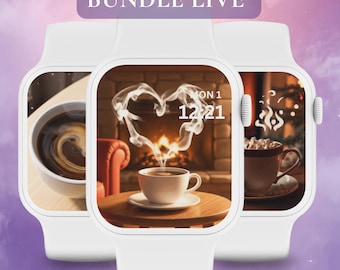Cozy Coffee Apple Watch Wallpaper Bundle: Fireplace, Hot Cocoa (Digital Download)