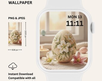 White Lily Apple Watch Wallpaper | Pastel Egg, Spring Candle (Digital Download)