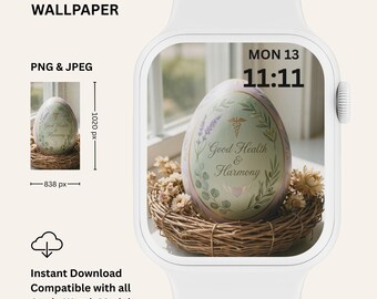 Good Health & Harmony Apple Watch Wallpaper | Easter Wellness Watch Face | Healing Affirmation |Digital Download
