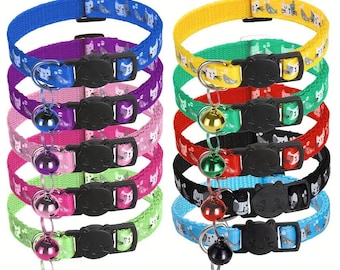 Personalised Engraved Cat Collar: colourful  Breakaway Kitten Collar with ID Tag